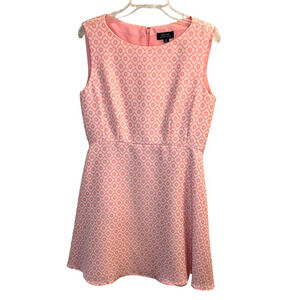 Tahari Floral Sleeveless A-Line Dress Size 10 Pink Knee Length Jewel Neck Casual